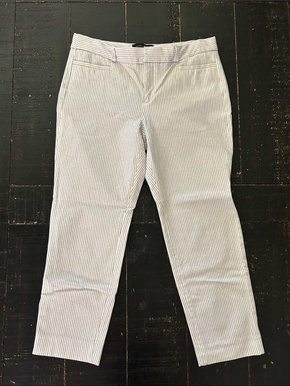 Banana Republic cropped Pants - White with Black Stripes
